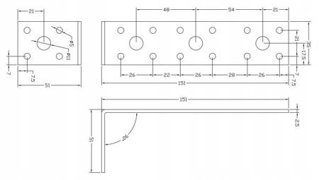 [KL-05] Tischlerei Winkelverbinder für Bauwesen Montage 150 x 50 x 35 x 2,5 mm