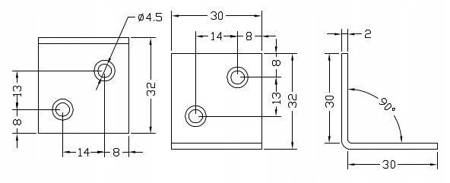 [KS-01] Tischlerei-Winkel für Bauwesen Montage 30 x 30 x 30 x 2 mm