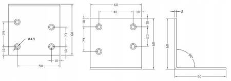 [KS-03] Tischlerei-Winkel für Bauwesen Montage 60 x 60 x 60 x 2 mm