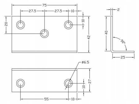 [KS-04] Tischlerei-Winkel für Bauwesen Montage 40 x 30 x 75 x 2 mm