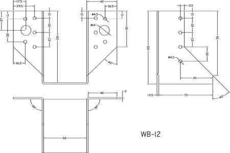 [WB-12] Tischlerei Balkenschuh Außenliegend für Bauwesen Montage 60 x 100 x 80 x 2 mm