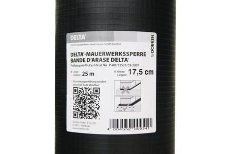 Dörken Delta Mauerwerksperre aus Bitumenverträgliche Polyefin Mischung 17,5 cm x 25 lfm