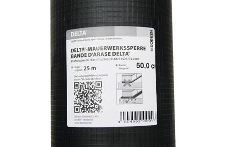 Dörken Delta Mauerwerksperre aus Bitumenverträgliche Polyefin Mischung 50 cm x 25 lfm