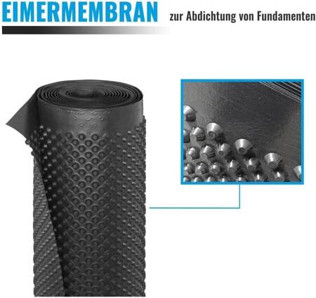 Noppenbahn Hochbeetfolie Drainage Mauerschutz Dichtungsbahn Grundmauerschutz Noppenfolie Veltec, verschiedene Breiten 20 lfm