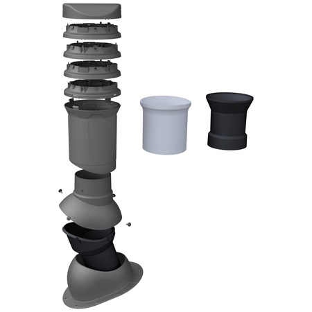 Isolierter Entlüfterkamin DN125 mm für Tondachziegel, Dachziegel - Dachdurchführung für Dachlüftung