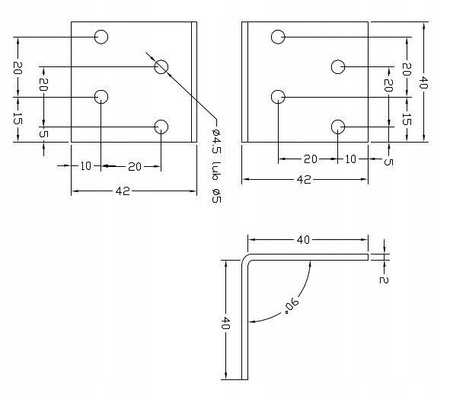 [KP-02] Tischlerei Lochplattenwinkel für Bauwesen Montage 40 x 40 x 40 x 2 mm