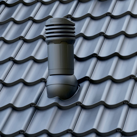 Isolierter Entlüfterkamin DN125 mm für Tondachziegel, Dachziegel - Dachdurchführung für Dachlüftung