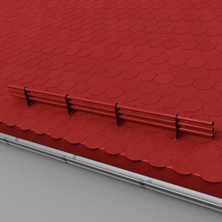 Komplettes 3-Rohre Schneefangrohr für Trapezblech, Dachpappe/Bitumen, Bitumenschindeln (Shingles), EPDM/PVC