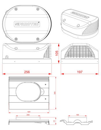 Dachfläche Entlüfter Parotec für Beton Dachsteine