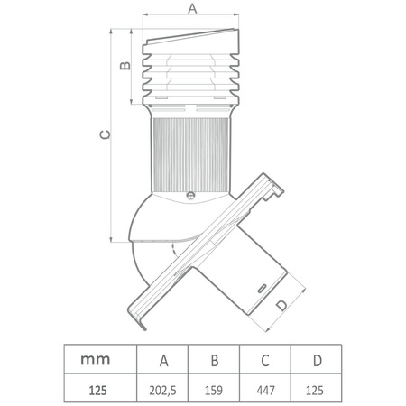 Isolierter Entlüfterkamin DN125 mm für Tondachziegel, Dachziegel - Dachdurchführung für Dachlüftung