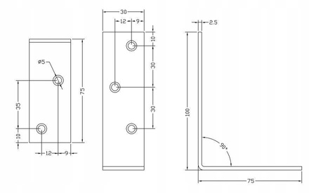 [KB-01] Zimmermann Balkenwinkel für Bauwesen Montage 100 x 75 x 30 x 2,5 mm