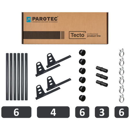 Komplettes 3-Rohre Schneefangrohr für Trapezblech, Dachpappe/Bitumen, Bitumenschindeln (Shingles), EPDM/PVC