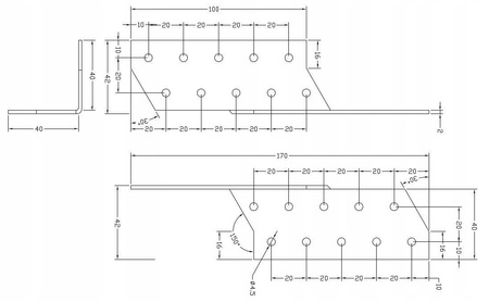 [LK-01-L] Tischlerei Sparren-Pfettenanker links für Bauwesen Montage 40 x 170 x 100 x 2 mm