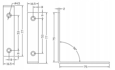 [KW-06] Tischlerei Engwinkel für Bauwesen Montage 75 x 75 x 15 x 2 mm