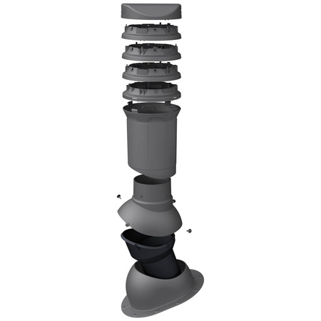 Verstellbarer Entlüfterkamin DN125 mm für Tondachziegel, Dachziegel - Dachdurchführung für Dachlüftung