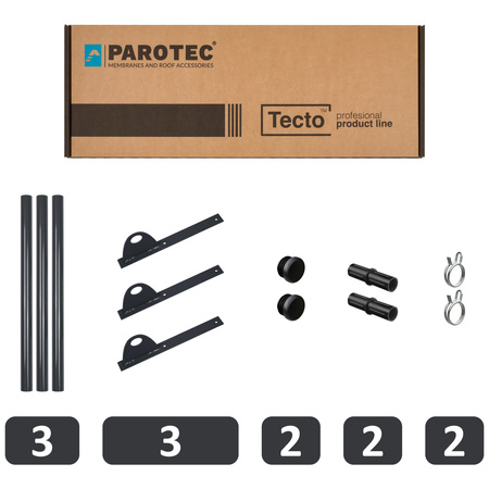 Komplettes 1-Rohr Schneefangrohr für Trapezblech, Dachpappe/Bitumen, Bitumenschindeln (Shingles), EPDM/PVC