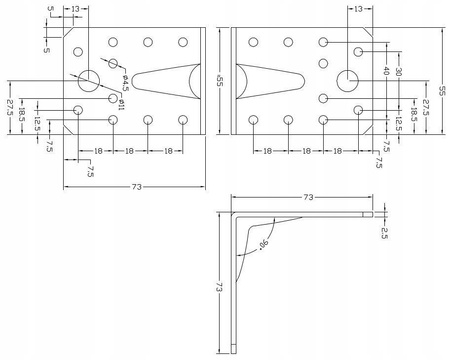 [KPW-01] Tischlerei Schwerlast-Winkelverbinder für Bauwesen Montage 70 x 70 x 55 x 2,5 mm