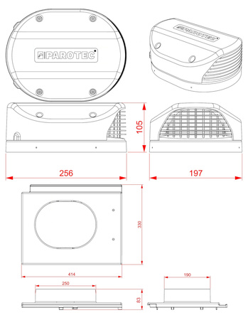 Dachfläche Entlüfter Parotec für Beton Dachsteine