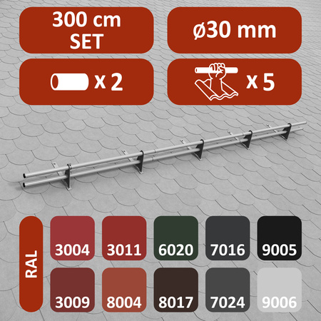 Komplettes 2-Rohre Schneefangrohr für Trapezblech, Dachpappe/Bitumen, Bitumenschindeln (Shingles), EPDM/PVC