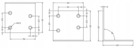 [KS-03] Tischlerei-Winkel für Bauwesen Montage 60 x 60 x 60 x 2 mm