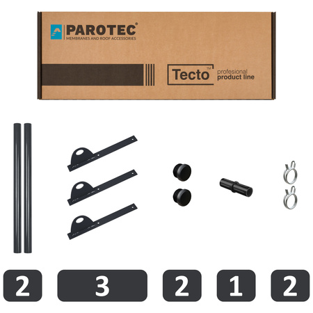 Komplettes 1-Rohr Schneefangrohr für Trapezblech, Dachpappe/Bitumen, Bitumenschindeln (Shingles), EPDM/PVC