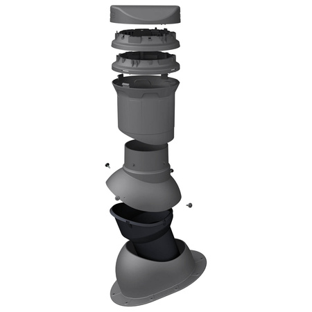 Niedriger Entlüfterkamin DN125 mm für Betondachziegel, Dachziegel - Dachdurchführung für Dachlüftung, 325 mm hoch