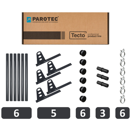 Komplettes 3-Rohre Schneefangrohr für Trapezblech, Dachpappe/Bitumen, Bitumenschindeln (Shingles), EPDM/PVC