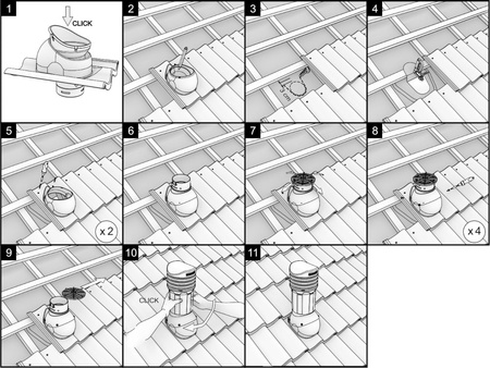Dachfläche Entlüfter Parotec für keramische Dachziegel
