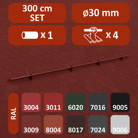Komplettes 1-Rohr Schneefangrohr für Trapezblech, Dachpappe/Bitumen, Bitumenschindeln (Shingles), EPDM/PVC