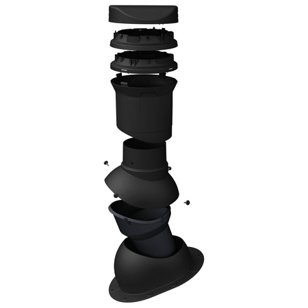 Niedriger Entlüfterkamin DN125 mm für Tondachziegel, Dachziegel - Dachdurchführung für Dachlüftung, 325 mm hoch