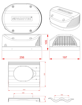 Dachfläche Entlüfter Parotec für Beton Dachsteine