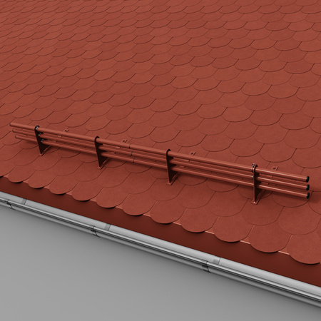Komplettes 3-Rohre Schneefangrohr für Trapezblech, Dachpappe/Bitumen, Bitumenschindeln (Shingles), EPDM/PVC