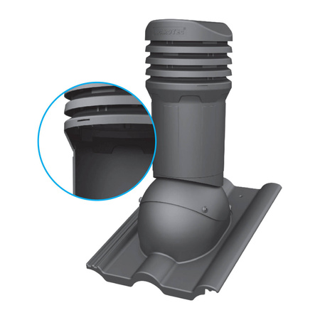 Verstellbarer Entlüfterkamin DN125 mm für Tondachziegel, Dachziegel - Dachdurchführung für Dachlüftung