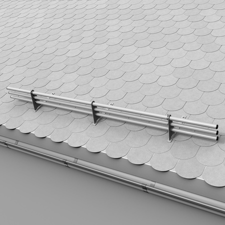 Komplettes 3-Rohre Schneefangrohr für Trapezblech, Dachpappe/Bitumen, Bitumenschindeln (Shingles), EPDM/PVC