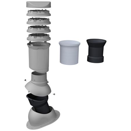 Isolierter Entlüfterkamin DN125 mm für Flachprofilige Bedeckung - Dachdurchführung für Dachlüftung