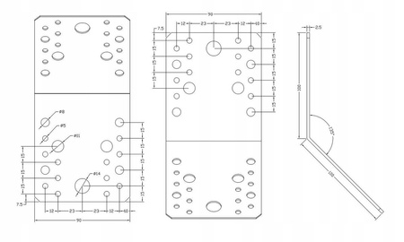 [CLG-04] Tischlerei Winkelstahl 135° für Bauwesen Montage 105 x 105 x 90 x 2,5 mm