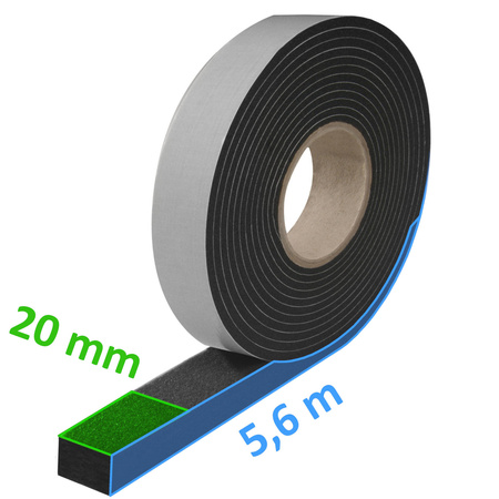 Kompriband Fugendichtband Fensterdichtband Dichtungsband Quellband Trockenbau Dichtband (Bandbreite - 20 mm, Expandiert - von 6 mm auf 30 mm, 6 mm->30 mm, Lange - 5,6 lfm) Anthrazit 