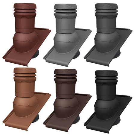 Niedriger Entlüfterkamin DN125 mm für Betondachziegel, Dachziegel - Dachdurchführung für Dachlüftung, 325 mm hoch