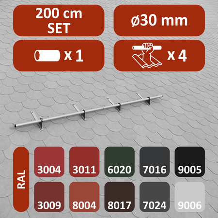 Komplettes 1-Rohr Schneefangrohr für Trapezblech, Dachpappe/Bitumen, Bitumenschindeln (Shingles), EPDM/PVC