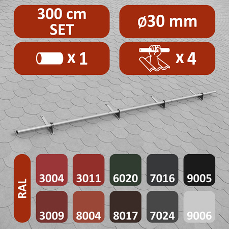 Komplettes 1-Rohr Schneefangrohr für Trapezblech, Dachpappe/Bitumen, Bitumenschindeln (Shingles), EPDM/PVC