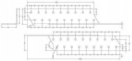 [LK-05-L] Tischlerei Sparren-Pfettenanker links für Bauwesen Montage 40 x 250 x 180 x 2 mm