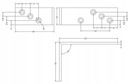 [KB-03] Zimmermann Balkenwinkel für Bauwesen Montage 120 x 80 x 35 x 4 mm