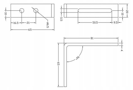 [KN-03] Tischlerei Verstellwinkel für Bauwesen Montage 80 x 60 x 20 x 2,5 mm