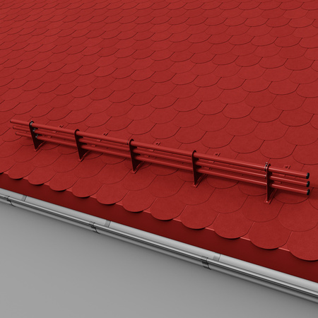 Komplettes 3-Rohre Schneefangrohr für Trapezblech, Dachpappe/Bitumen, Bitumenschindeln (Shingles), EPDM/PVC