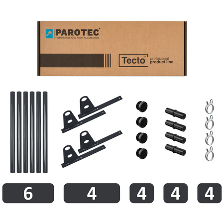 Komplettes 2-Rohre Schneefangrohr für Trapezblech, Dachpappe/Bitumen, Bitumenschindeln (Shingles), EPDM/PVC