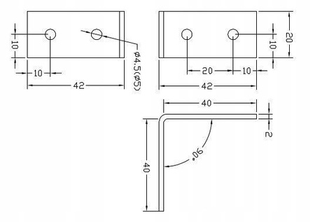 [KP-01] Tischlerei Lochplattenwinkel für Bauwesen Montage 40 x 40 x 20 x 2 mm