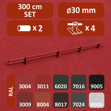 Komplettes 2-Rohre Schneefangrohr für Trapezblech, Dachpappe/Bitumen, Bitumenschindeln (Shingles), EPDM/PVC