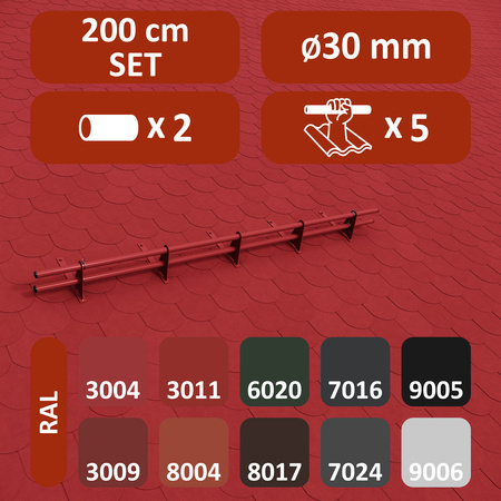 Komplettes 2-Rohre Schneefangrohr für Trapezblech, Dachpappe/Bitumen, Bitumenschindeln (Shingles), EPDM/PVC