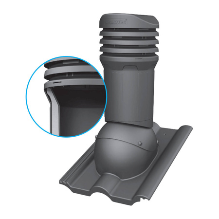 Isolierter Entlüfterkamin DN125 mm für Betondachziegel, Dachziegel - Dachdurchführung für Dachlüftung