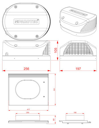 Dachfläche Entlüfter Parotec für Beton Dachsteine